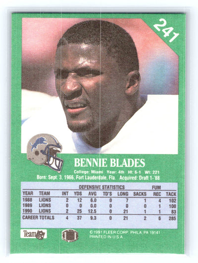 1991 Fleer #241 Bennie Blades