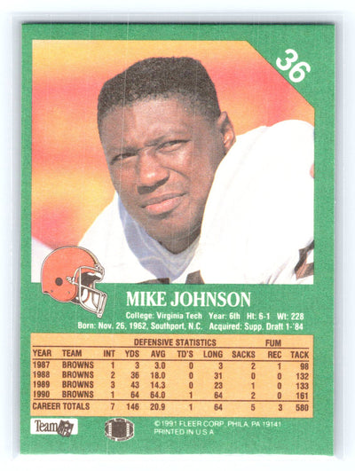 1991 Fleer #36 Mike Johnson