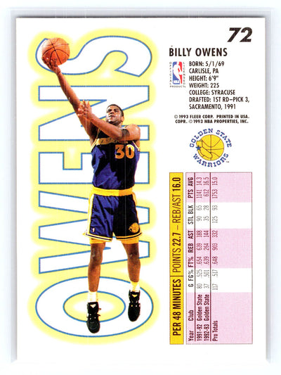 1993-94 Fleer #72 Billy Owens