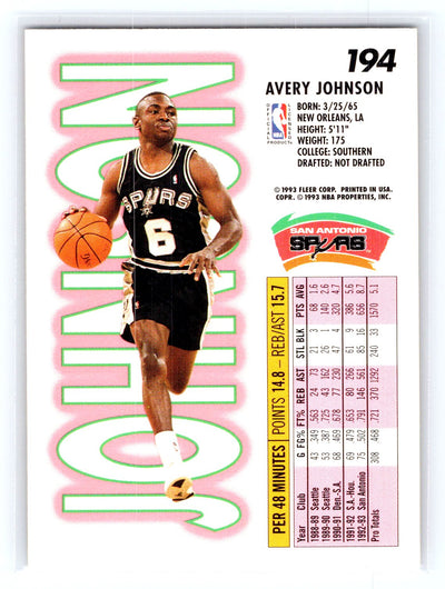 1993-94 Fleer #194 Avery Johnson