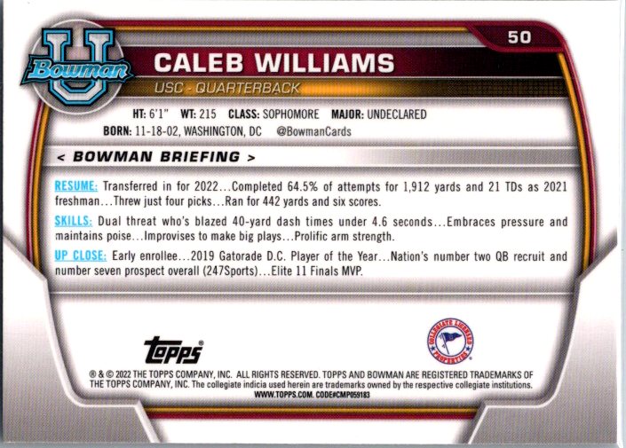 2022 Bowman University Chrome 