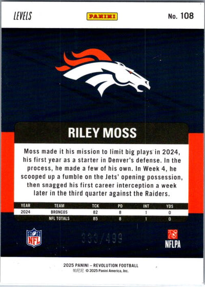 2025 Panini Revolution #108 Riley Moss Teal Levels 333/499