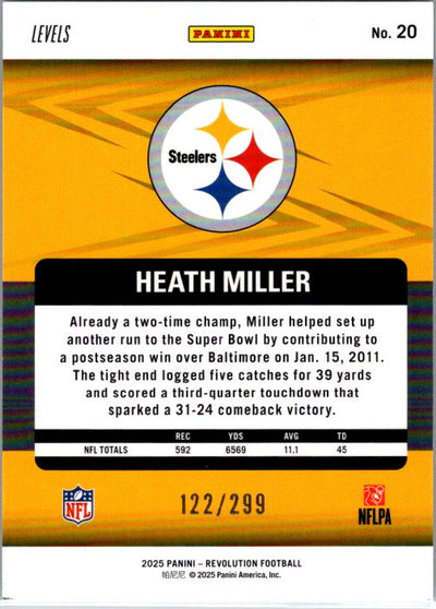 2025 Panini Revolution #20 Heath Miller Orange Levels 122/299