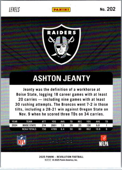 2025 Panini Revolution #202 Ashton Jeanty Teal Levels 149/499
