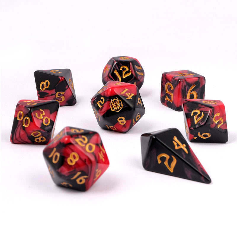 Wholesale Wyrmforged Rollers - Rounded Edge 8 Piece Polyhedral Dice set - Blood Pact