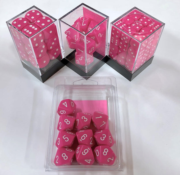 Opaque 12mm D6 Pink/White (36)