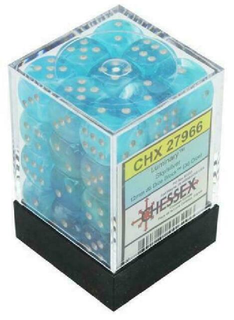 12mm D6 Luminary Sky/Silver (36 dice)