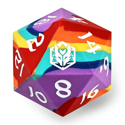 Wholesale 55mm Chonk Rubber Silicon D20 - Rainbow Realms