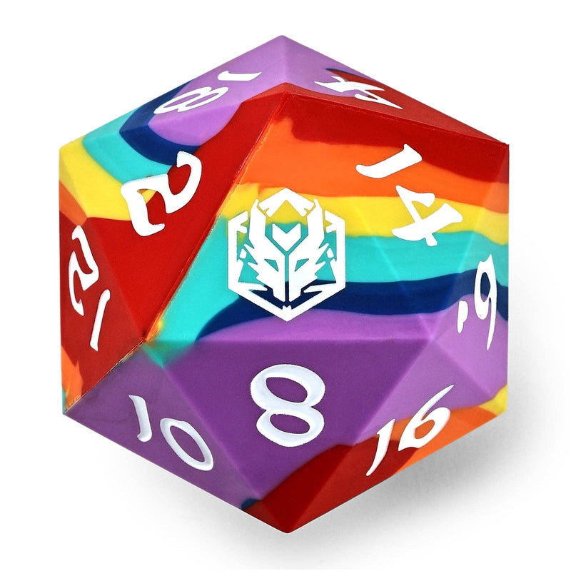 Wholesale 55mm Chonk Rubber Silicon D20 - Rainbow Realms