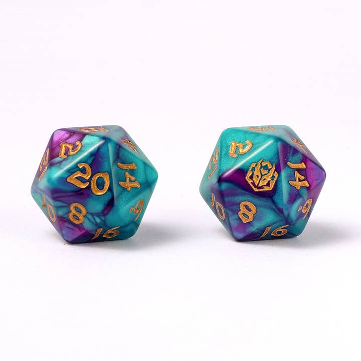 Wholesale Wyrmforged Rollers - Rounded Edge 8 Piece Polyhedral Dice set - Frostbloom