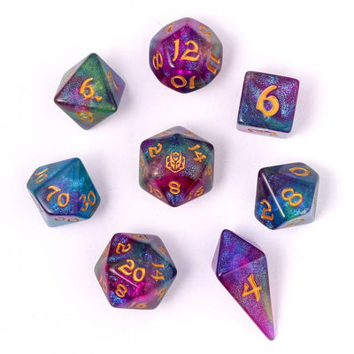 Wholesale Wyrmforged Rollers - Rounded Edge 8 Piece Polyhedral Dice set - Siren's Melody