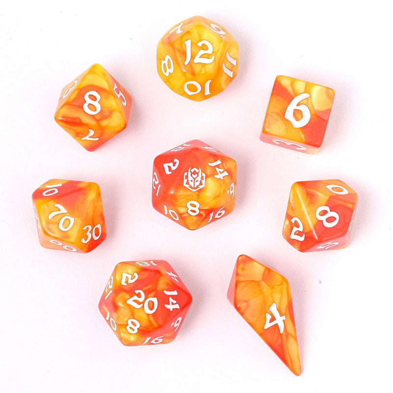 Wholesale Wyrmforged Rollers - Rounded Edge 8 Piece Polyhedral Dice set - Fae Candy