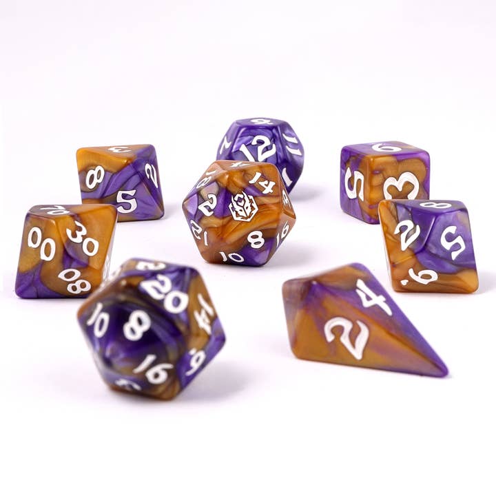 Wholesale Wyrmforged Rollers - Rounded Edge 8 Piece Polyhedral Dice set - Magister Robes