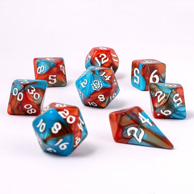 Wholesale Wyrmforged Rollers - Rounded Edge 8 Piece Polyhedral Dice set - Bard's Cloak