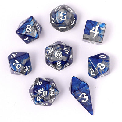 Wholesale Wyrmforged Rollers - Rounded Edge 8 Piece Polyhedral Dice set - Paladin Steel