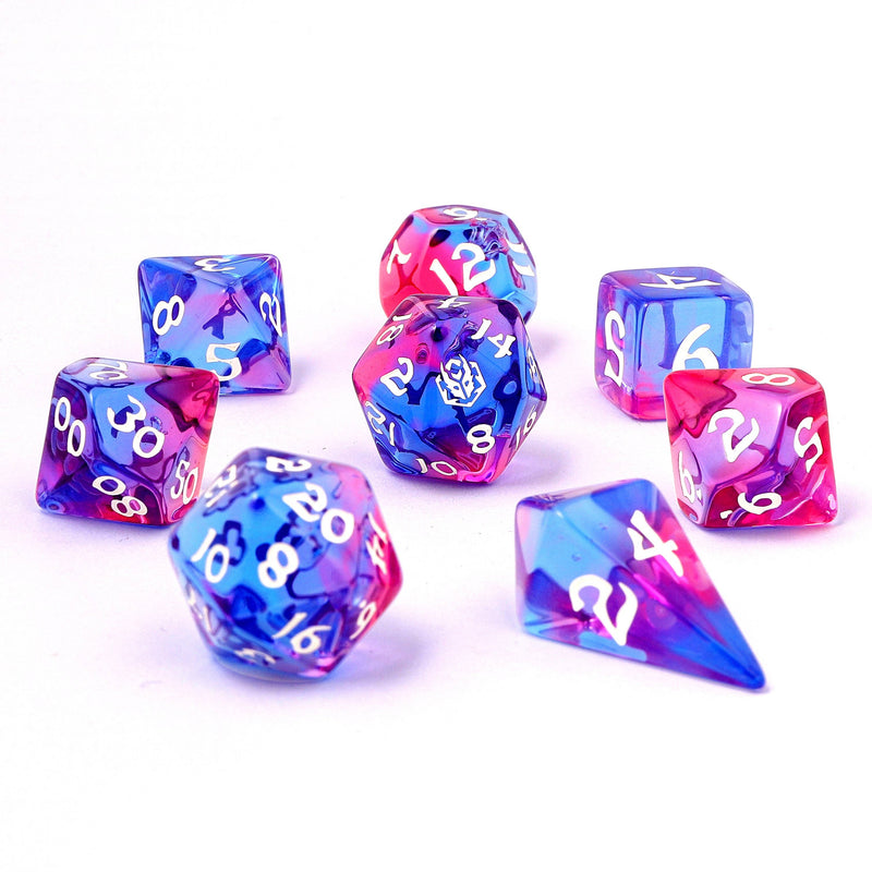 Wholesale Wyrmforged Rollers - Rounded Edge 8 Piece Polyhedral Dice set - Unicorn Tears