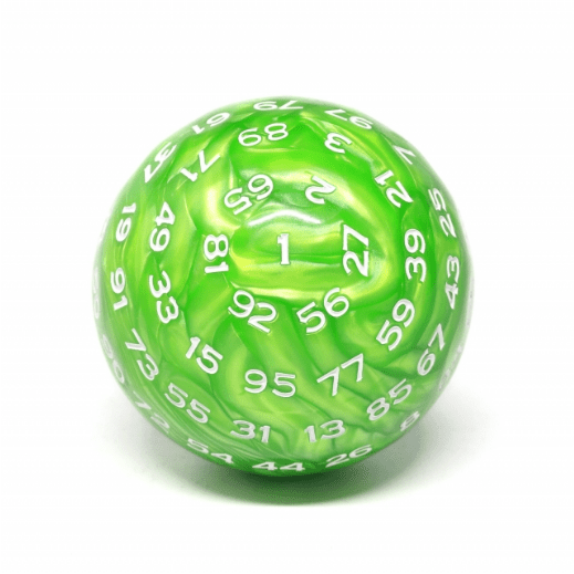 45mm 100-Sided Die - D100 -  Green Pearl