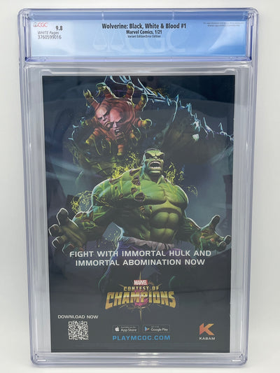 Wolverine Black, White & Blood (2021) #1 - CGC 9.8 - Ron Garney Variant