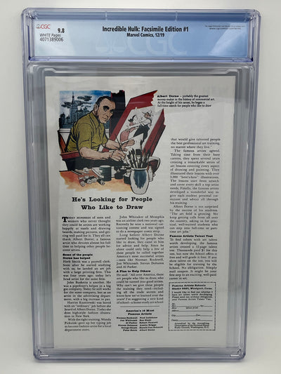 Incredible Hulk Facsimile Edition (2019) #1 - CGC 9.8 - Reprints Incredible Hulk #1