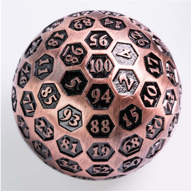 45mm Metal 100-Sided Die - D100 - Inscribed Copper