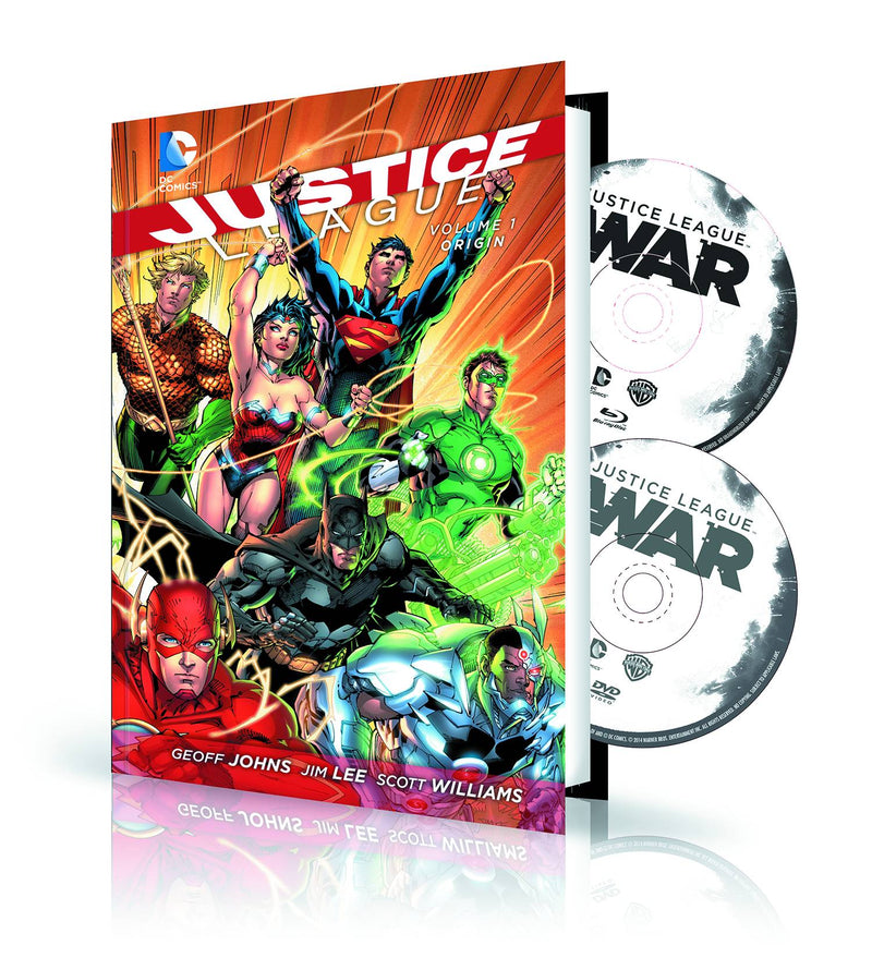 Justice League Volume 1 Hardcover Origin Book & Dvd & Blu Ray Set