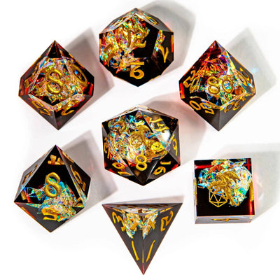 Wholesale Captured Magic Hand Sanded Sharp Edge Resin Dice - Blood Crystal