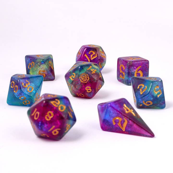 Wholesale Wyrmforged Rollers - Rounded Edge 8 Piece Polyhedral Dice set - Siren&