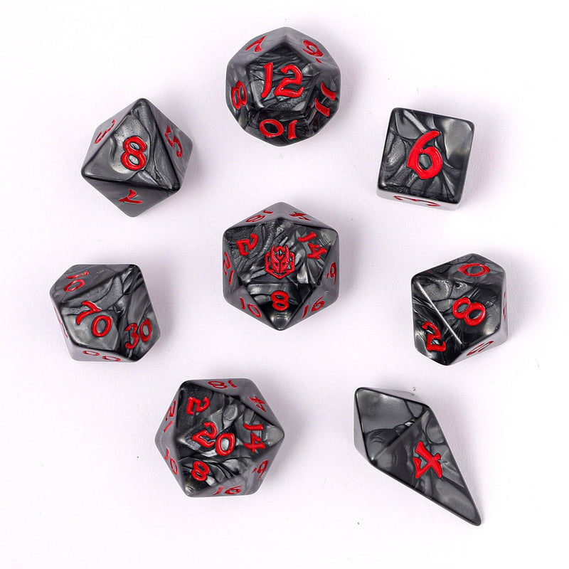 Wholesale Wyrmforged Rollers - Rounded Edge 8 Piece Polyhedral Dice set - Iron Golem