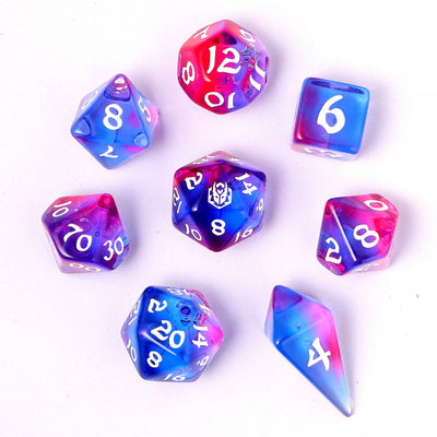 Wholesale Wyrmforged Rollers - Rounded Edge 8 Piece Polyhedral Dice set - Unicorn Tears