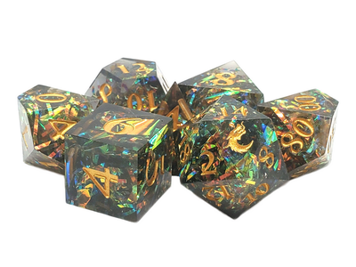 Sharp Edged Citrine Blast 7-Piece Dice Set - Perfect for RPGs