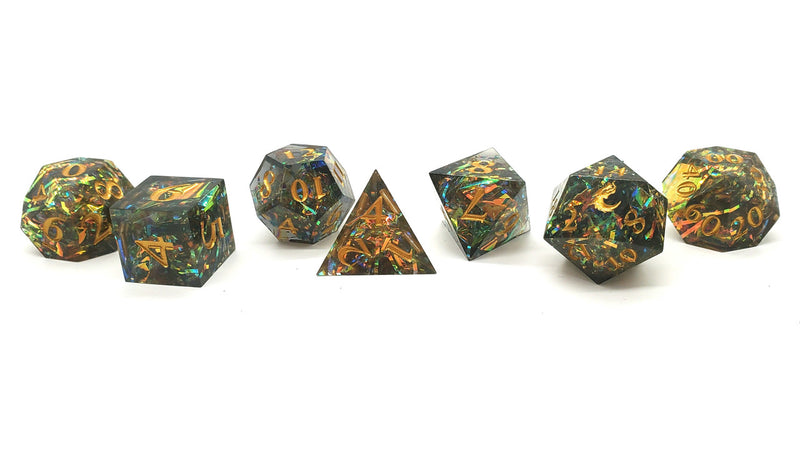 Sharp Edged Citrine Blast 7-Piece Dice Set - Perfect for RPGs