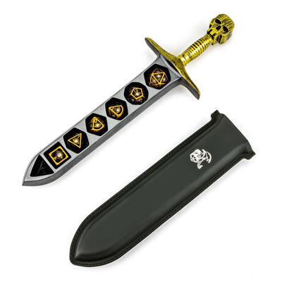 Wholesale Grim Dagger Dice Case with sheath cover - Gold