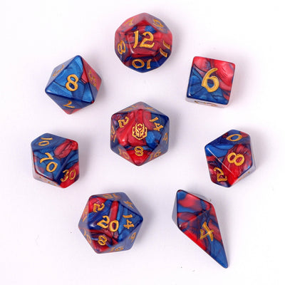 Wholesale Wyrmforged Rollers - Rounded Edge 8 Piece Polyhedral Dice set - Stormcaller
