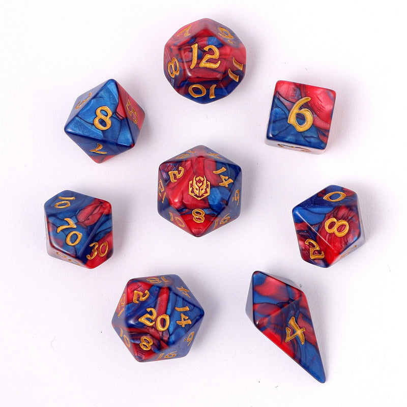 Wholesale Wyrmforged Rollers - Rounded Edge 8 Piece Polyhedral Dice set - Stormcaller