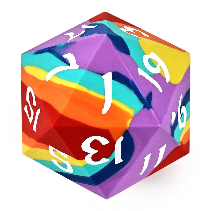 Wholesale 55mm Chonk Rubber Silicon D20 - Rainbow Realms