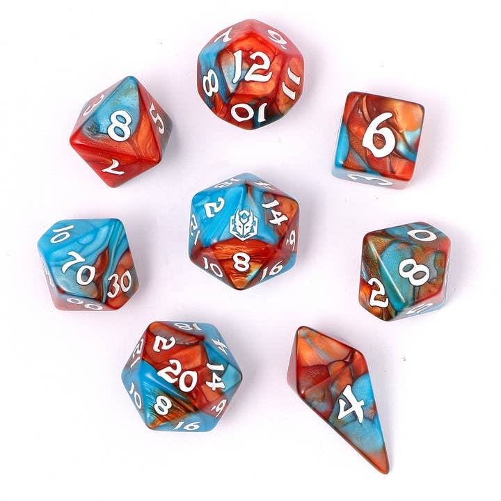 Wholesale Wyrmforged Rollers - Rounded Edge 8 Piece Polyhedral Dice set - Bard&