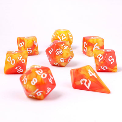 Wholesale Wyrmforged Rollers - Rounded Edge 8 Piece Polyhedral Dice set - Fae Candy