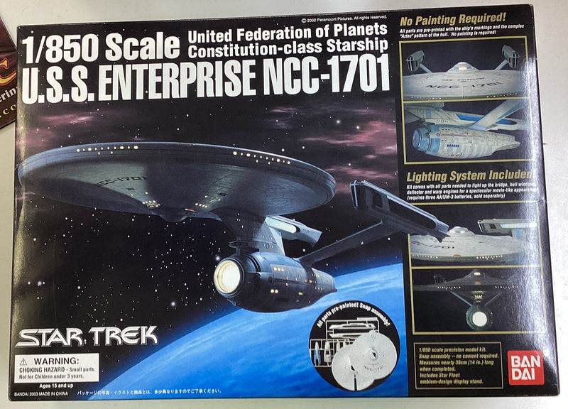 2003 Bandai Star Trek 1/850 USS Enterprise NCC-1701 Plastic Model Kit Open Box