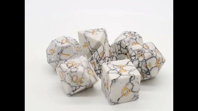Turquoise White Gold 7 Piece Gemstone Dice Set