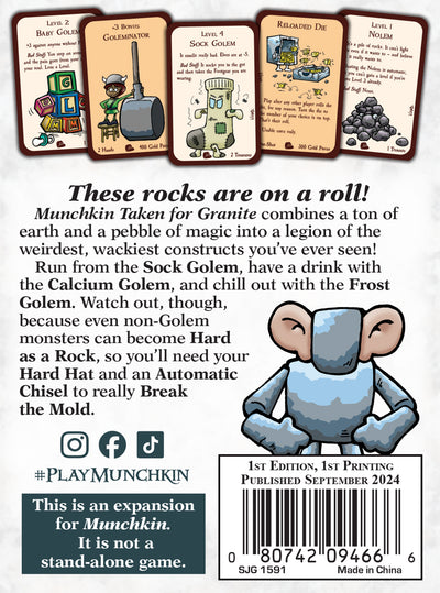 Munchkin: Taken for Granite Board Game Expansion Pack with 56 Cards and Rulesheet
