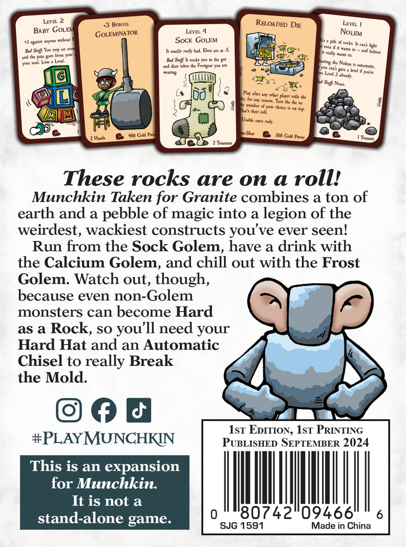 Munchkin: Taken for Granite Board Game Expansion Pack with 56 Cards and Rulesheet