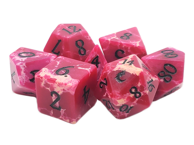 Gemstone 7-Piece Dice Set in Turquoise, Pink & White