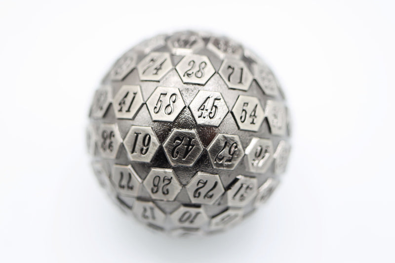 45mm Metal 100-Sided Die - D100 - Silver