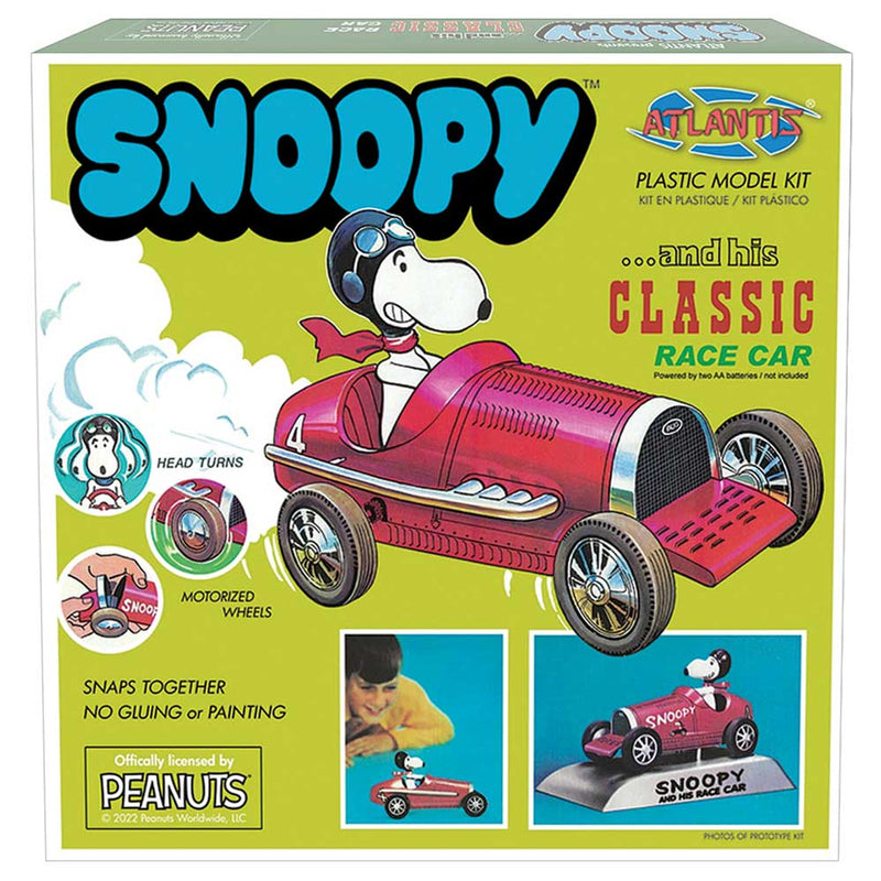 Atlantis SNOOPY AND HIS RACE CAR Snap Together Plastic Model Kit