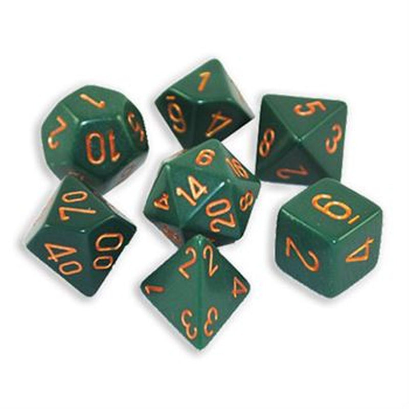 Opaque Dice Dusty Green/Copper 7 Die Set