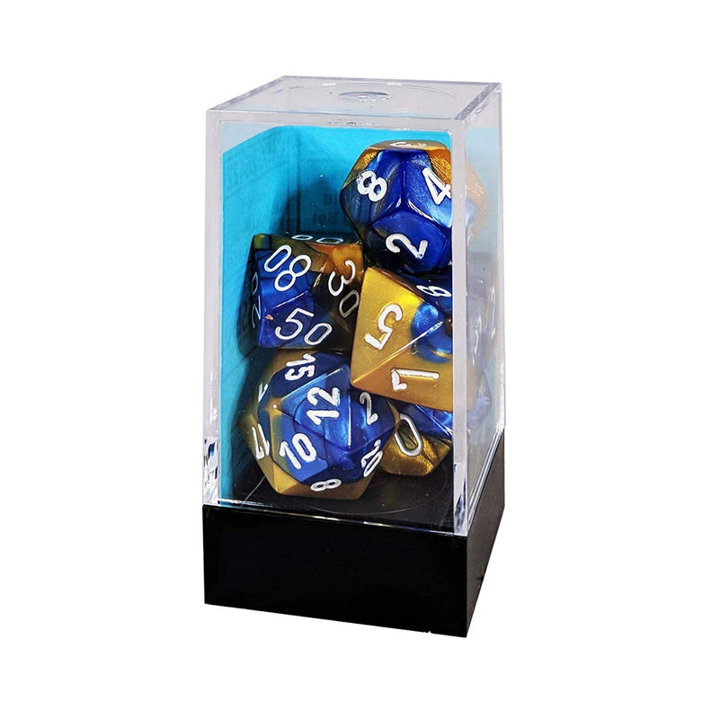 Gemini Polyhedral Blue Gold/White Set (7)