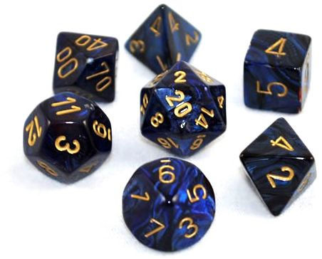 Gemini 3 Polyhedral Black Blue/Gold Set (7)