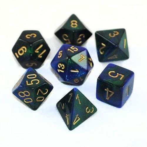 Gemini Polyhedral Blue Green/Gold Dice Set (7)