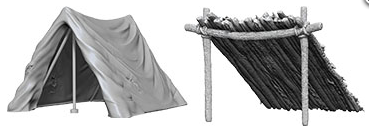 WizKids Deep Cuts Unpainted Miniatures Wave 10 Tent & Lean-To