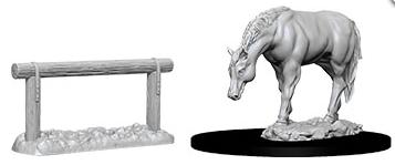 WizKids Deep Cuts Unpainted Miniatures: W10 Horse & Hitch